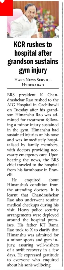 KCR RUSHES TO HOSPITAL