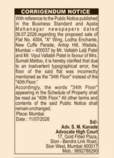 LEGAL NOTICE -CORRIGENDUM