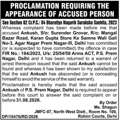 Legal Notice Demanding Appearance of Accused