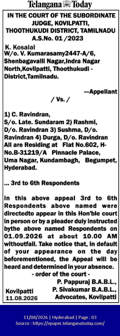 Legal Notice for Court Appearance