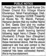 Legal Notice of Demise and Succession