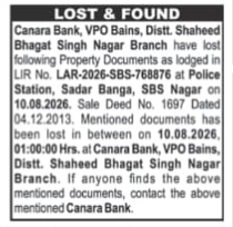 Lost and Found Property Notice