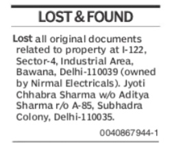 LOST & FOUND: PROPERTY DOCUMENTS