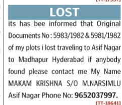 LOST PROPERTY NOTICE