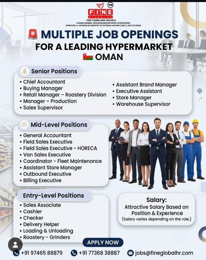 MULTIPLE JOB OPENING FOR OMAN