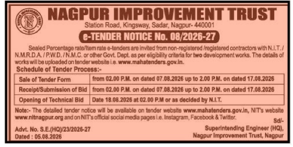 Nagpur Improvement Trust e-Tender Notice No. 08/2026-27