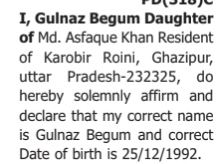 NAME AND DOB CORRECTION - GULNAZ BEGUM