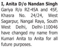 Name Change Affidavit- Anita