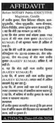 Name Change Affidavit-RAJEEV KUMAR