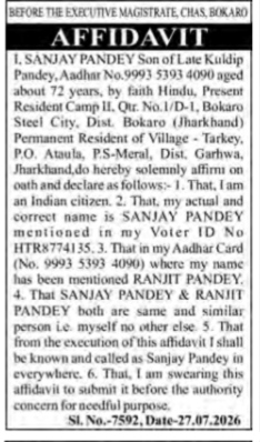 NAME CHANGE AFFIDAVIT - SANJAY PANDEY