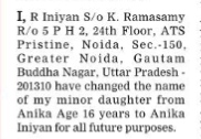 NAME CHANGE FOR MINOR DAUGHTER