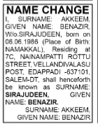 NAME CHANGE NOTICE - AKEEM