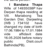 NAME CHANGE NOTICE - BANDANA THAPA