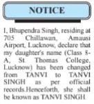 NAME CHANGE NOTICE- BHUPENDRA SINGH