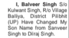NAME CHANGE NOTICE - DILRAJ SINGH
