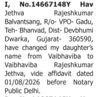 Name Change notice - Jethva Rajeshkumar Balvantsang