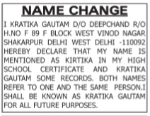 Name Change Notice-Kratika gautam