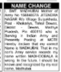 NAME CHANGE NOTICE - MADHUBAI