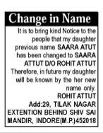 NAME CHANGE NOTICE - SAARA ATTUT