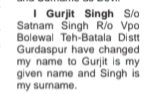 NAME CHANGE NOTICE -SATNAM SINGH