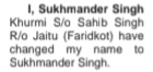 NAME CHANGE NOTICE - SUKHMANDER