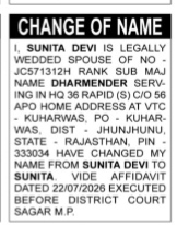 NAME CHANGE NOTICE- SUNITA DEVI