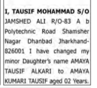 NAME CHANGE NOTICE- TAUSIF MOHAMMED