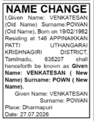 NAME CHANGE NOTICE - Venkatesan pown
