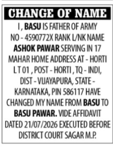 NAME CHANGE NOTIFICATION - BASU PAWAR