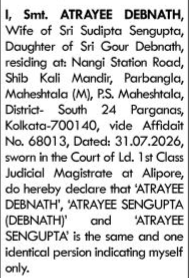 NAME CLARIFICATION AFFIDAVIT - ATRAYEE DEBNATH