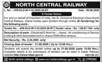 North Central Railway E-Tender Notice.