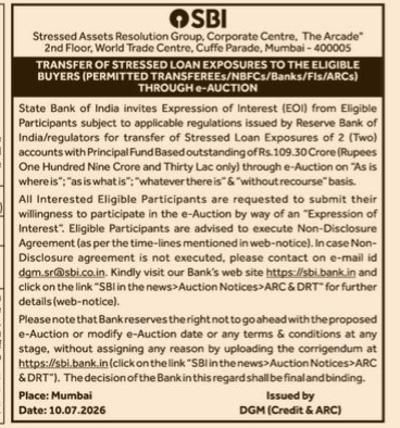 NOTICE FROM E- AUCTION