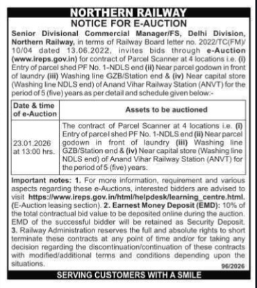 NOTICE FROM NORTHERN RAILWAY
