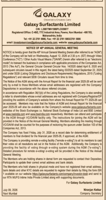NOTICE INFOR OF 40 ANNUAL general meeting