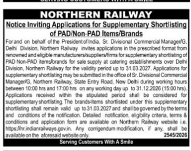 Notice Inviting Applications for Supplementary Shortlisting of PAD/Non-PAD Items/Brands