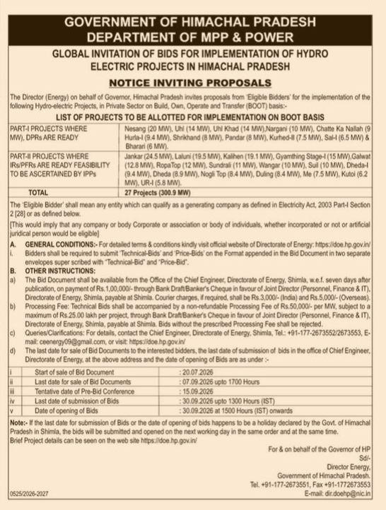 NOTICE INVITING PROPOSAL