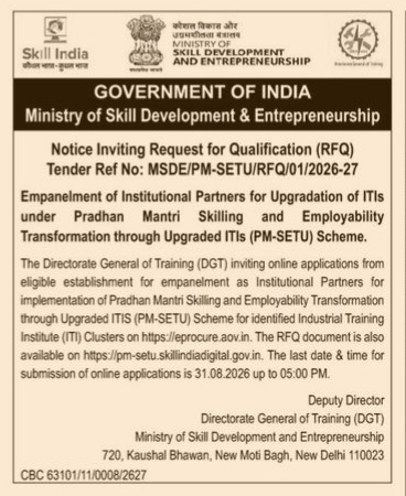 Notice Inviting RFQ for Empanelment of Institutional Partners under PM-SETU Scheme