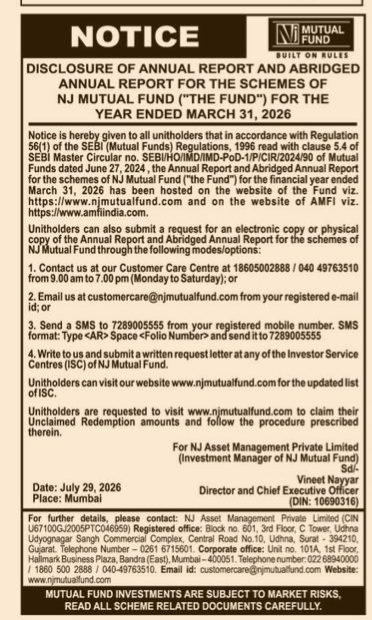 Notice: NJ Mutual Fund Annual Report Disclosure