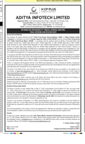 NOTICE OF 31 Annual general meeting