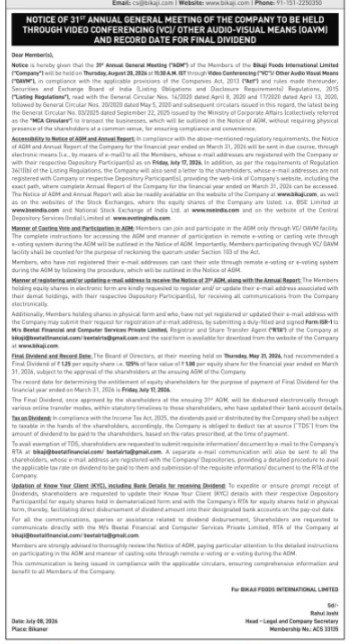 NOTICE OF 31ST ANNUAL GENERAL MEETING