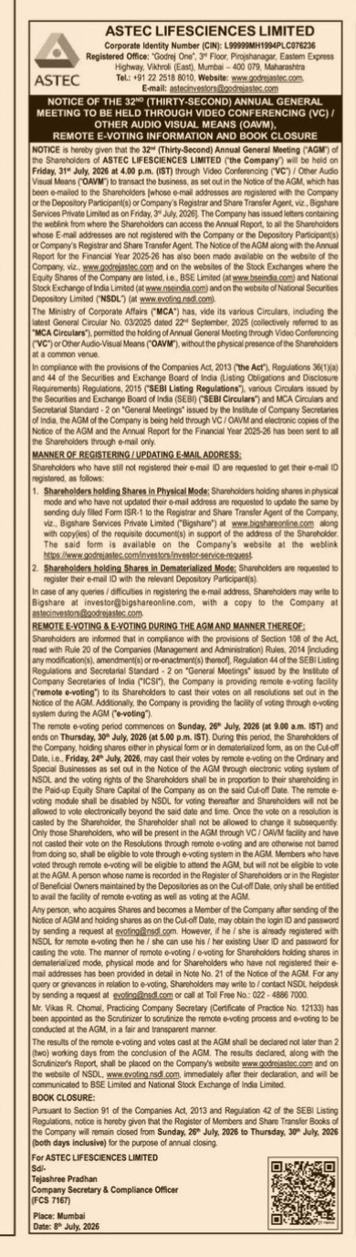 NOTICE OF 32 ANNUAL GENERAL MEETING