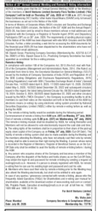 NOTICE OF 33 annual general meeting for avro ventures