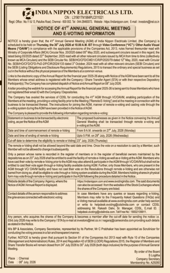 NOTICE OF 41 GENERAL ANNUAL MEETING