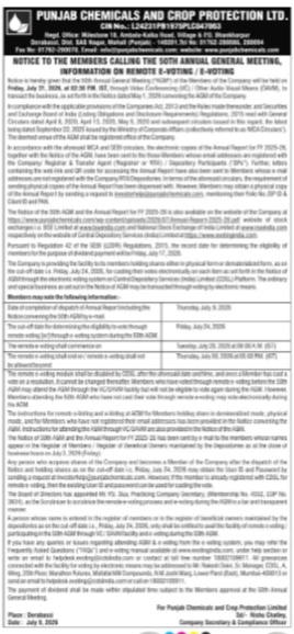 NOTICE OF 50 thANNUAL GENERAL MEETING