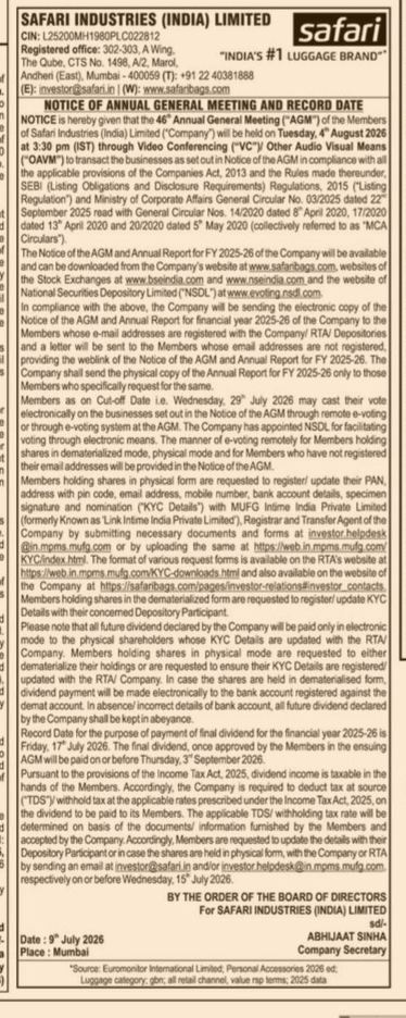 NOTICE OF ANNUAL GENERAL MEETING