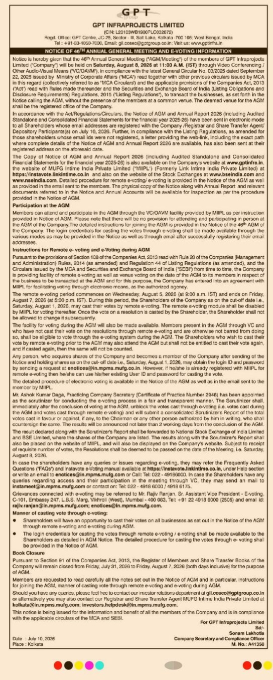 NOTICE OF GPT 46 ANNUAL GENERAL MEETING
