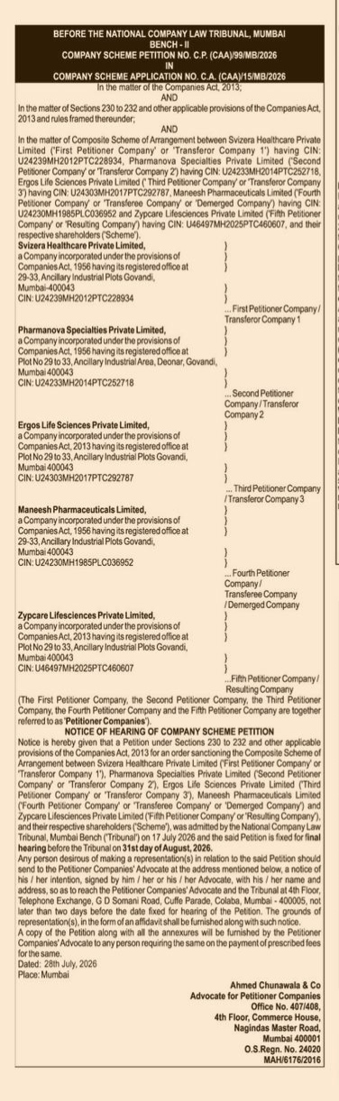 Notice of Hearing of Company Scheme Petition