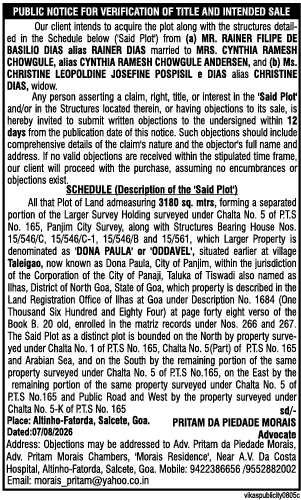 Notice of Intended Property Purchase and Title Verification