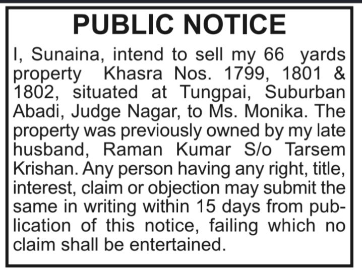 Notice of Intent to Sell Property