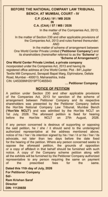 NOTICE OF PETITION